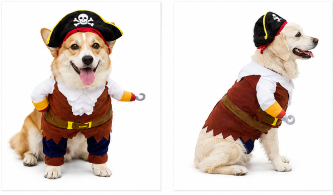 Pirate Dog Suit Pet Makeup Outfit