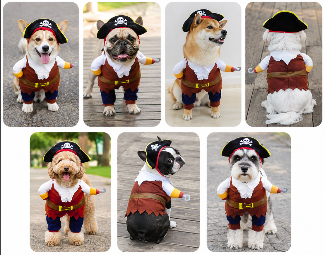 Pirate Dog Suit Pet Makeup Outfit